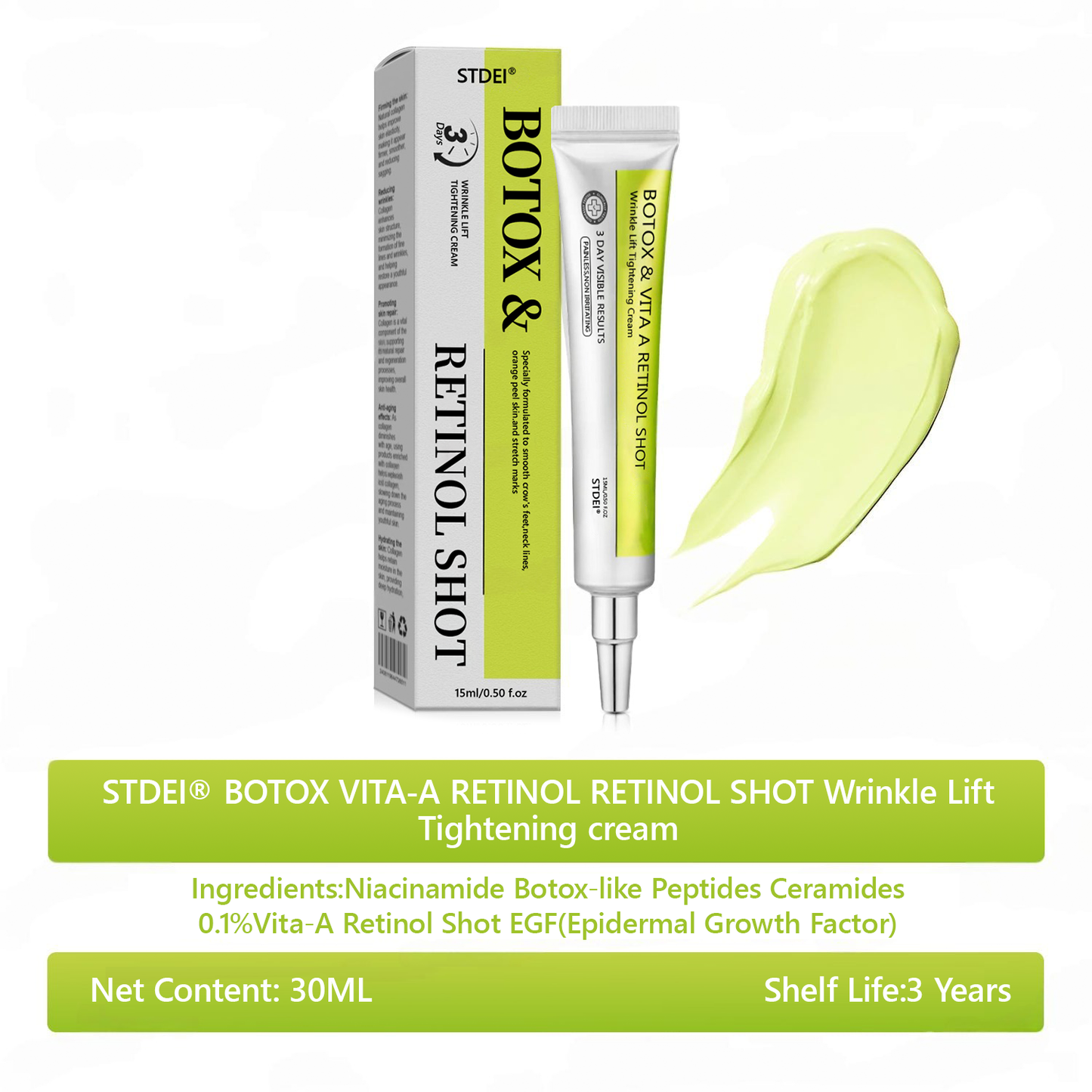 Official Store | Rejuvenate Your Skin Instantly ๐ซ STDEIยฎ BOTOX & VITA A RETINOL SHOT Anti-Wrinkle Lifting & Firming Cream