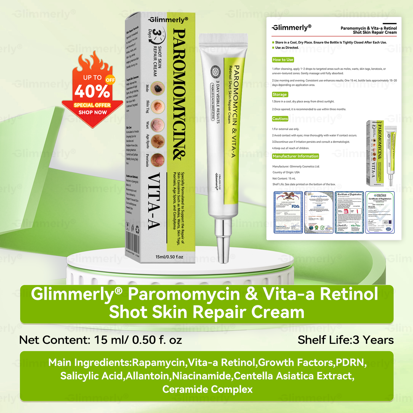 (LAST DAY SALE — 40% OFF🔥) 𝗚𝗹𝗶𝗺𝗺𝗲𝗿𝗹𝘆® 𝗣𝗮𝗿𝗼𝗺𝗼𝗺𝘆𝗰𝗶𝗻 & 𝗩𝗶𝘁𝗮‑𝗔 𝗥𝗲𝘁𝗶𝗻𝗼𝗹 𝗠𝗶𝗰𝗿𝗼‑𝗜𝗻𝗳𝘂𝘀𝗶𝗼𝗻 𝗥𝗲𝗽𝗮𝗶𝗿 𝗖𝗿𝗲𝗮𝗺 (𝘄𝗶𝘁𝗵 𝗹𝗶𝗾𝘂𝗶𝗱 𝗺𝗶𝗰𝗿𝗼𝗻𝗲𝗲𝗱𝗹𝗲𝘀, 𝗳𝗼𝗿𝗺𝘂𝗹𝗮𝘁𝗲𝗱 𝘁𝗼 𝗵𝗲𝗹𝗽 𝗿𝗲𝗺𝗼𝘃𝗲 𝘄𝗮𝗿𝘁𝘀, 𝗺𝗼𝗹𝗲𝘀, 𝗮𝗴𝗲 𝘀𝗽𝗼𝘁𝘀, 𝗮𝗻𝗱 𝘀𝗸𝗶𝗻 𝘁𝗮𝗴𝘀)