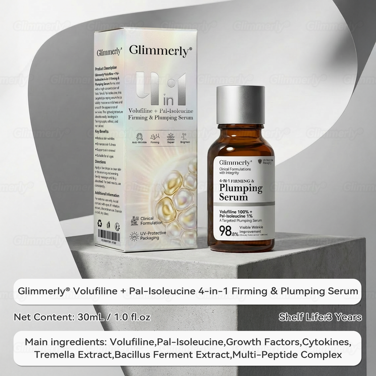 Official Store 💕 Glimmerly® Volufiline + Pal‑Isoleucine 4‑in‑1 Firming & Plumping Serum (Limited-Time 80% Off)🔥