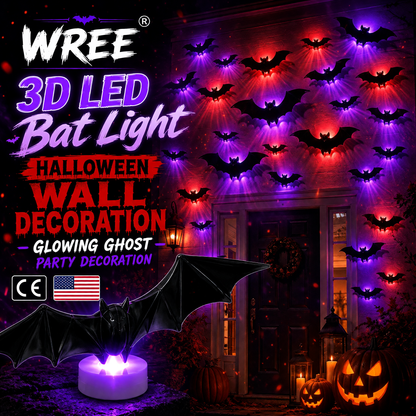 WREE®🎁🎁🎁 3D LED Bat Light Halloween Wall Decoration