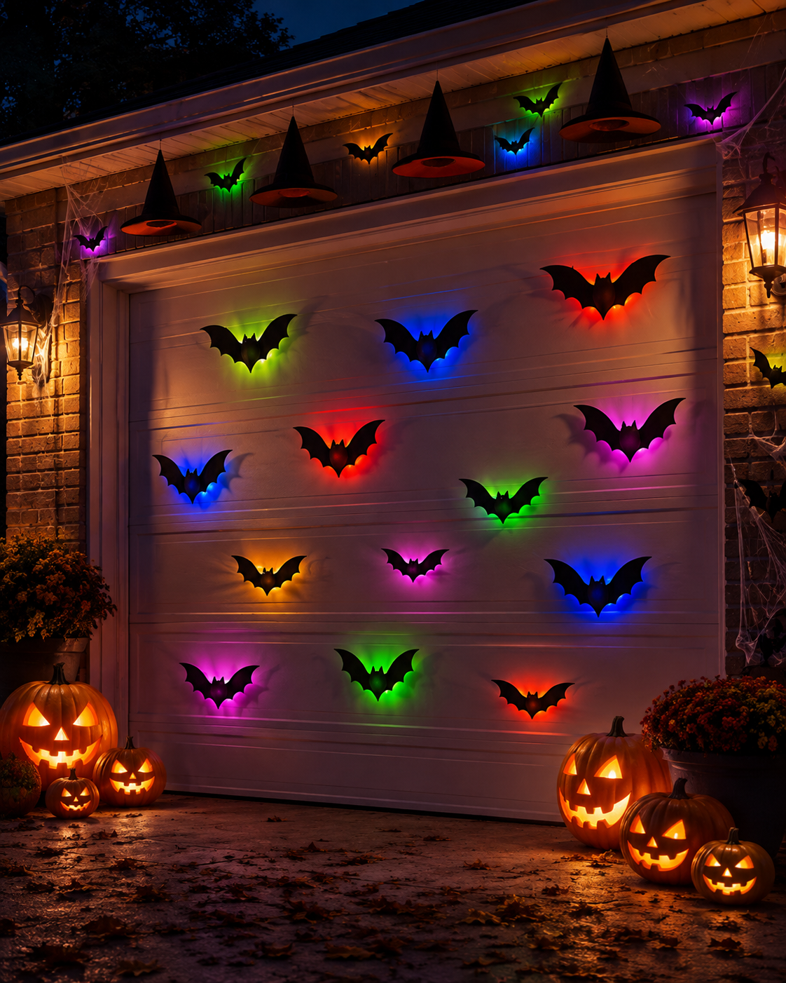 💖🎁 WREE® 3D LED Bat Light Halloween Wall Decoration – Glowing Ghost Party Décor